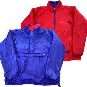 80s USA製 patagonia グリセード プルオーバー ジャケット L リバーシブル ブルー×レッド フリース パタゴニア 29351 ヴィンテージ