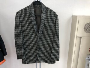 【ISSEY MIYAKE】イッセイミヤケ　メンズ　ツイードジャケット　カーキグリーン系チェック　Mサイズ　SY02-GUV