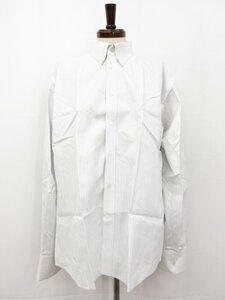 【ヴェルサーチコレクション】 コットン素材 スナップダウン ストライプ×織柄シャツ (メンズ) size18(1/2)/46 白×灰 □33MK4044□