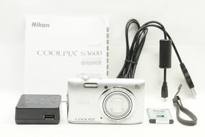 【適格請求書発行】美品 Nikon ニコン COOLPIX S3600 コンパクトデジタルカメラ シルバー【アルプスカメラ】241118af