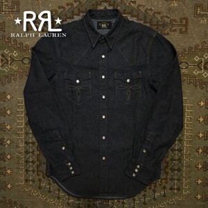 【名作】 RRL Buffalo Rigid Denim Western Shirt 【S】 バッファロー リジット デニム ウエスタン シャツ 濃紺 インディゴ Ralph Lauren