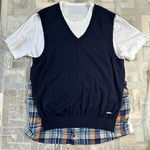 1円 DSQUARED2 ディースクエアード 半袖 Tシャツ ニット シャツ レイヤード サイズ XL ホワイト