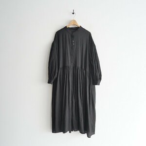 2023AW / maison de soil メゾンドソイル / WOOL COTTON SILK PLAIN BANDED COLLAR SHIRT DRESS ワンピース 1 / INMDS23744 / 2401-0508