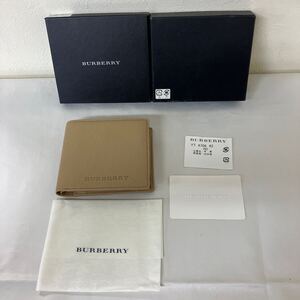 【BURBERRY 財布 牛革 ベージュ】 二つ折り財布 バーバリー レザー 箱付き YT 4706 AD42【B2-1①】1016