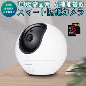 防犯カメラ 屋内用 ワイヤレス CS990 300万画素 SDカード128GB同梱モデル ONVIF AI機能搭載 人体追跡 動体検知 PSE 技適「CS990/SD128.A」