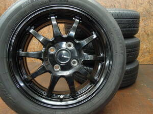 ★超美品!!HOTSTUFF G-SPEED PCD100-4H+国産タイヤ 155/65R14 4本SET★ワゴンR スペーシア パレット タント ルークス N-WGN N-BOX 軽自動車