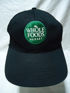 即決　ハワイ　WHOLE FOODS　ホールフーズ　スタッフ　メッシュ　帽子　黒色　美品