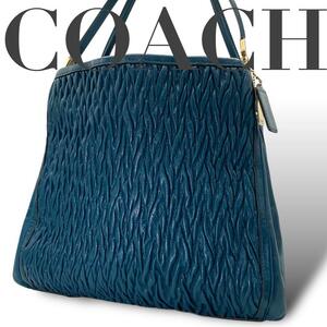 美品　COACH コーチ ハンドバッグ　ショルダーバッグ　ギャザード　レザー