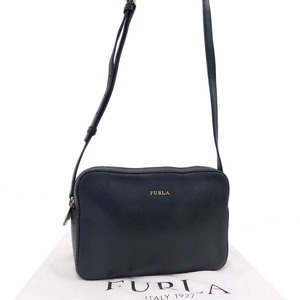 1円 ■ 美品 フルラ ショルダーバッグ ブラック系 レザー レディース 普段使い FURLA ■E.Bmu.Ar-10