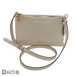 COACH コーチ F76645 ショルダーバッグ オフホワイト系 ファスナー開閉式 シンプル ゴールド金具 コンパクト レディース かばん