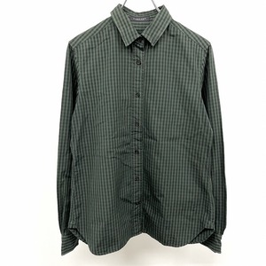 トゥモローランドマカフィー TOMORROWLAND MACPHEE チェックシャツ 長袖 ポケット無し 日本製 綿100% 38 グリーン×ブラック 緑 レディース