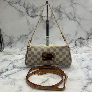 ●【売り切り】LOUIS VUITTONルイヴィトン エヴァ N55214 SN0144 ダミエアズール ショルダーバッグ ストラップ2種付属 レディース