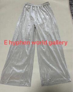 E hyphen world gallery イーハイフン 光沢 ワイドパンツ size F ライトベージュ　ウエストゴム　 イージーパンツ