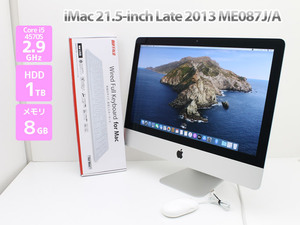 21.5インチ Apple iMac Late 2013 ME087J/A Core i5 4570S 2.9GHz メモリ 8GB HDD 1TB Cランク L83H 中古