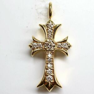 豪華!!《K18 天然ダイヤモンドクロスモチーフペンダントトップ》O ◎10.2g 0.75ct jewelry diamond pendant FA2/FA3