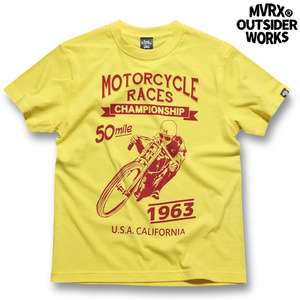 Tシャツ L 半袖 メンズ バイク MVRX ブランド MOTORCYCLE RACE モデル 黄 イエロー