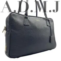 A.D.M.J. トートバッグ ハンドバッグ チャーム ゴールド金具 シボ革