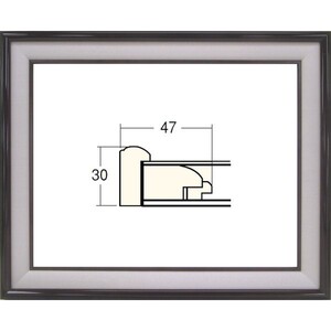 和額縁 木製フレーム アクリル仕様 4822 サイズ F4号 タメ塗/グレー