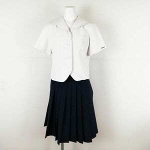 1円 セーラー服 スカート 上下2点セット 夏物 女子 学生服 兵庫姫路高校 白 制服 中古 ランクC NA8151