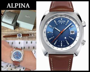 ■ 定価198,000円 新品 ALPINA アルピナ AL-555LNS4H6 70s 復刻 スタータイマー パイロット ヘリテージ GMT デイト ウォッチ 自動巻 腕時計