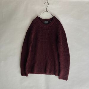 TOMORROWLAND BLUE WORK トゥモローランド ワッフル クルーネック セーター ウール ラグラン ニット ボルドー size XS