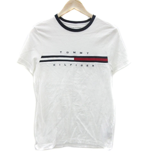 トミーヒルフィガー TOMMY HILFIGER Tシャツ カットソー 半袖 刺繍 ロゴ S ホワイト 白 /YM8 レディース