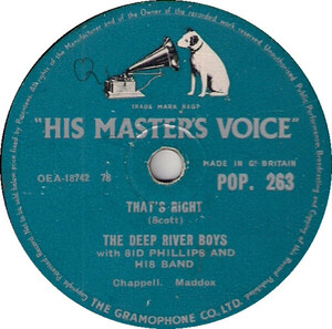 英78RPM/SP Deep River Boys With Sid Phillips Band Thats Right / Honey Honey POP263 His Masters Voice /00500