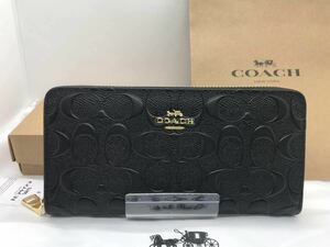 COACH コーチ 新品 ブラック メンズ レディース 長財布 黒