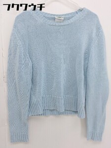 ◇ Laura Ashley ローラ アシュレイ コットン100％ 長袖 ニットセーター サイズL ライトブルー レディース