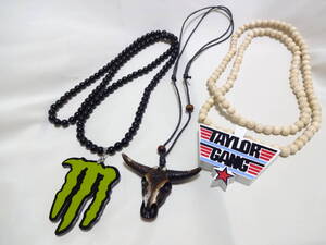 【未使用 3点セット】GOOD WOOD アクリル MONSTER ENERGY & GOOD WOOD 天然ウッド TAYLOR GANG & その他 チョーカー【ネックレス】