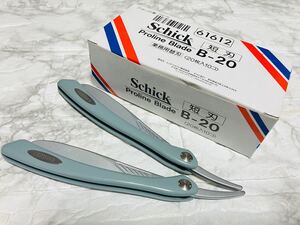 SSD3021 西洋剃刀 床屋 理容 剃刀 カミソリ FEATHERフェザー剃刀×2本 シック Schick替刃 短刃 理容用品 レザー 現状品 理容道具