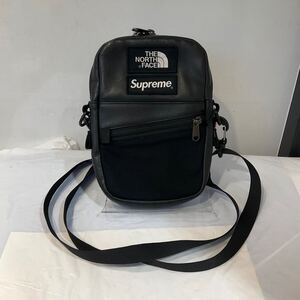 SUPREME×NORTH FACE シュプリーム ノースフェイス ショルダーバッグ 斜め掛け鞄 2018AW レザー leather black ブラック 696352