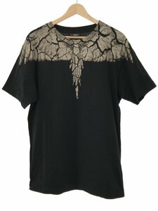 MARCELO BURLON マルセロバーロン フェザープリントクルーネックTシャツ ブラック M CMAA018R20JER007 IT81AAFJ4H2O