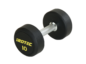 [アウトレット品][1個限定販売] IROTEC（アイロテック）ジムダンベル10KG（オールラバータイプ）/ ダンベル 鉄アレイ トレーニング器具