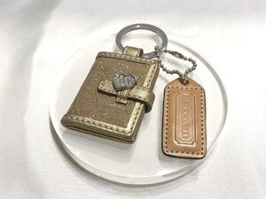 ■【YS-1】 コーチ COACH キーリング ■ キーホルダー 手帳型モチーフ タグチャーム付き ■ 茶 ブラウン系 全長9cm 【同梱可能商品】■D