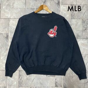 MLB メジャーリーグベースボール INDIANS インディアンス sweat スウェット プリントロゴ トレーナー 裏起毛 サイズM 玉FL3429