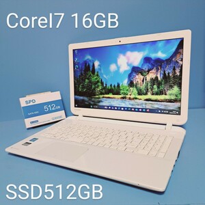 ★最強Corei7★/メモリ16GB/新品SSD512GB/Windows11/T75/NW/Bluetooth/Office2021/DVDRW/カメラ/東芝/dynabook/TOSHIBA