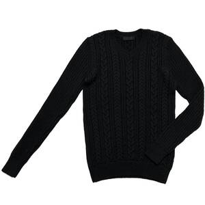 定価3.8万 junhashimoto CASH WOOL CABLE V NECK KNIT 2 黒 ジュンハシモト キャッシュウールVネックニット セーター wjk akm