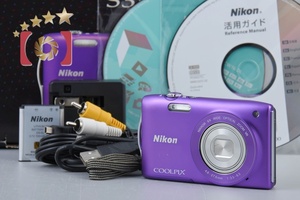 【中古】Nikon ニコン COOLPIX S3300 ラベンダーパープル コンパクトデジタルカメラ 元箱付き