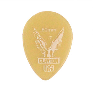 Clayton USA クレイトン UST80 Ultem Gold 0.80mm スモールティアドロップ ギターピック×12枚