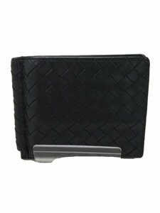 BOTTEGA VENETA◆2つ折り財布/レザー/BLK/メンズ