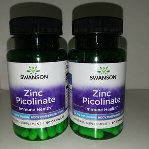 【2個セット】ピコリン酸亜鉛 22mg 60粒 Swanson スワンソン【新品・送料込】