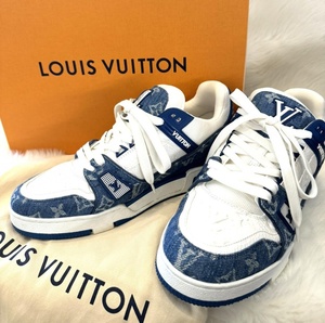 LOUIS VUITTON （ルイヴィトン） LVトレイナー・ラインスニーカー 靴 メンズ Monogram Blue FREE used:B モノグラム デニム 7.5 26.5㎝