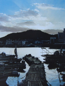 大畑稔浩、【瀬戸内海風景　川尻港】、希少な画集画、新品高級額・額装付、状態良好、送料無料、絵画 油絵 油彩、風景画