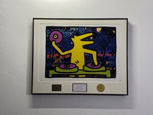 DEATH NYC 額付き 世界限定100枚 アートポスター キース・ヘリング Untitled (DJ), 1983 Art Print by Keith Haring 横 現代アート