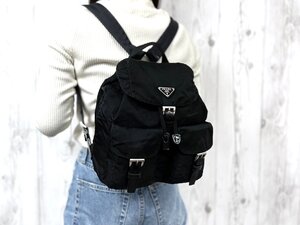 極美品 PRADA プラダ テスート ナイロンリュック リュックサック バッグ ナイロン×レザー 黒 79607