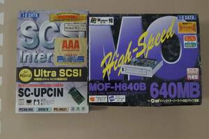 IO DATA社のMOF-H640B MOドライブとSC-UPCIN SCSI内蔵インターフェースのセット