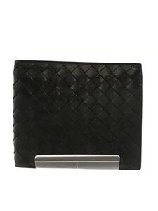 BOTTEGA VENETA◆2つ折り財布/レザー/BLK/無地/メンズ//