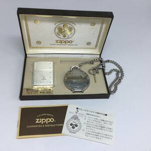 BB38★【火花確認済み/QZ/不動】WINDY ウィンディ/ ZIPPO ジッポー オイルライター / 懐中時計 クロノグラフ / ケース付き 現状品