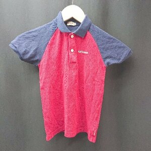◇ mikihouse シンプル カジュアル ロゴ刺繍 子供服 半袖 ポロシャツ サイズ130 レッド メンズ E